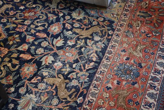 An Isfaphan blue ground carpet, 15ft 10in by 9ft 4in.